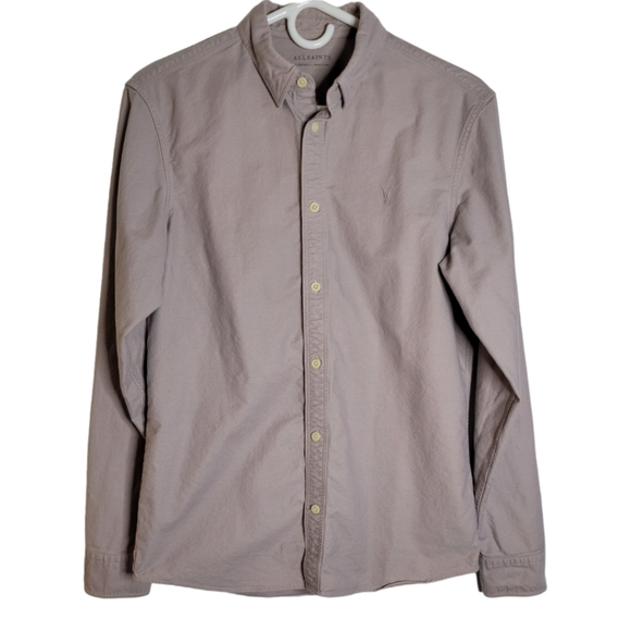 AllSaints Mauve Huntingdon Long Sleeve Button Down Dress Shirt Size XS - Picture 1 of 5